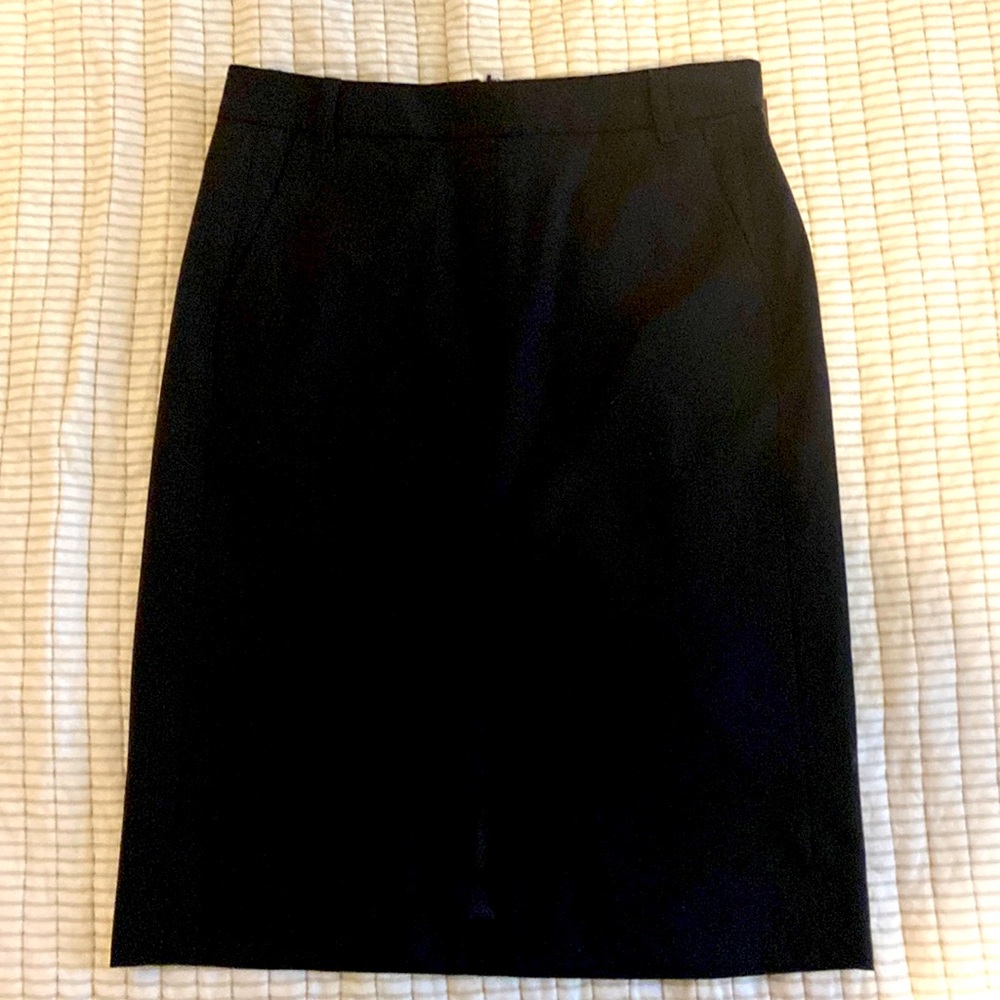 Tory Burch Wool Blend Black Pencil Skirt Pockets Size 4